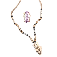 Grinnin' In The Graveyard Bone Pendant On Hemp Necklace