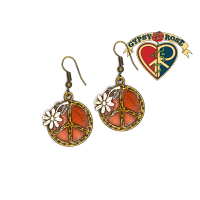 Peace Sign with Flowers Earring