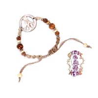 PEACE WOOD & BONE BEADED HEMP BRACELET