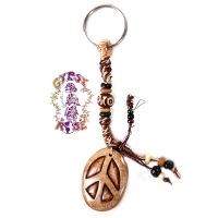 HEMP KEY CHAIN WITH BONE PEACE PENDANT