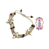 HEMP BEADED DOUBLE STRAND BONE MINI MAGIC MUSHROOM BRACELET