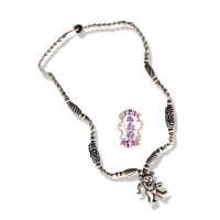 GRATEFUL DEAD DANCING BEAR BONE BEADED HEMP NECKLACE