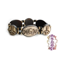 IMAGINE PEACE STRETCH BONE BRACELET