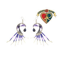 Half Moon Glass Beads Long Dangles Earring