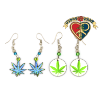 Acrylic Pot Leaf Earrings