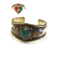 LONE STONE FILIGREE HEARTS WRIST CUFF BRACELET