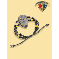Stealie The Night Away Grateful Dead Hand Carved Bone Beaded Bracelet