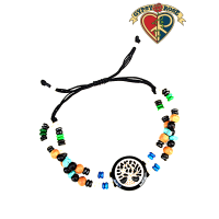 Life's Force Tree Bone Inlay On Horn Pendant 2 Row Bracelet