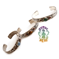 ANCIENT WISDOM ANTIQUE SILVER FILIGREE WORK & GEMSTONE BRACELET