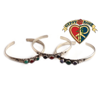 Layla Silvertone Bangle Bracelet with Assorted Stones