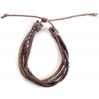 Homeward Bound Leather Strap & Braid Adjustable Bracelet