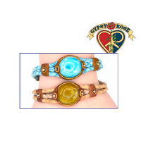 Hand Wovendyed Leather With Gemstone Bracelet