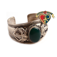 Sweet Melissa Antique Silvertone Wrist Cuff w/ Center Stone