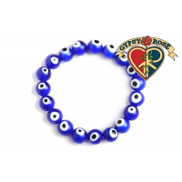 Blue Evil Eye Bead Bracelet
