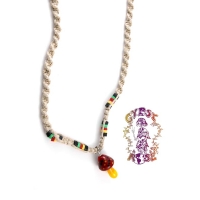 MUSHROOM WITH RASTA BEADS HEMP CHOKER