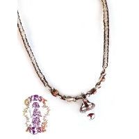 GLASS MUSH WITH WOOD BEADS ON HEMP CHOKER
