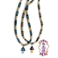 MUSHROOM WITH FIMO BEADS AND HEMP CHOKER
