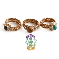HEALING HANDS THREE METAL GEMSTONE RING