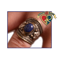 Wild Mountain Honey Antique Silvertone & Gemstone Adjustable Ring