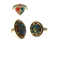 SPRIAL OF EVOLUTION W/GEMSTONE INLAY ASST SHAPE RING