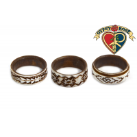 Native American Assorted Patterns Carved Bone Band Ring