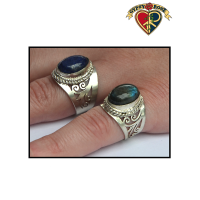 Semi Precious Stone Silver Plated Spiral Tree Ring