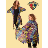 Dancing Bears Grateful Dead Tye Dye Fringe Cardigan
