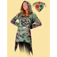 Stealie The Night Away Grateful Dead Tye Dye Spandex Blend Hooded Dress