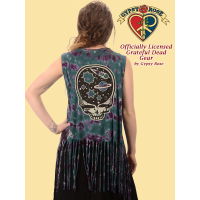 Grateful Dead Stealie The Night Away Tye Dye Fringe Vest