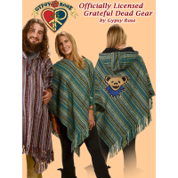 Grateful Dead Bear Face Brushed Gheri Cape Poncho