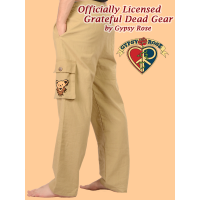 Grateful Dead Bear Face Hand Emb Cotton Cargo Pants