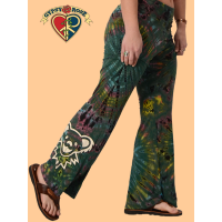 Grateful Dead Bear Face Tye Dye Stretchy Wide Leg Pants