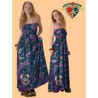 Grateful Dead Bear Face Tye Dye Spandex Blend Strapless Dress