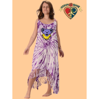 Grateful Dead Bear Face Tye Dye Viscose Fringe String Dress