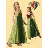Grateful Dead Recycled Printed Cord &  Calico Dress with Bolt Applique