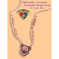 Grateful Dead Bear Face And Smile Dance Bone Bead Hemp Necklace