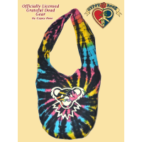 Grateful Dead Dancing Bear Face Tye Dye Cotton Peddler Bag