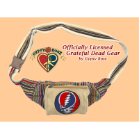 Grateful Dead Steal Your Face Hand Embroidered Cotton Hip Satchel