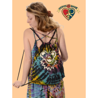 Grateful Dead Bear Face Tye Dye Cotton Drawstring Backpack