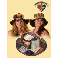 Grateful Dead Recycled Striped Cord Bucket Hat with Dancing Bear Applique