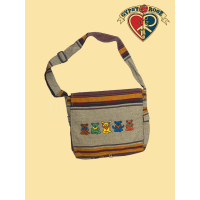 Dancing Zen Bears Hand Embroidered Striped Shyama DJ Bag