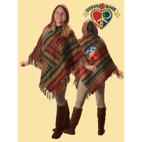 Grateful Dead Bear With Bolt Hand Embroidered Poncho