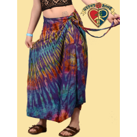 MIDNIGHT HOUR TYE DYE RAYON LONG WRAP SKIRT