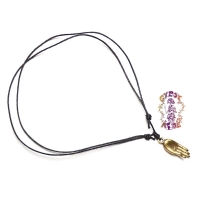 The Mindful Path Brass Lotus Hand Pendant On Cord Necklace