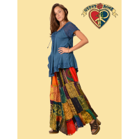 FESTIVE PATCHWORK PRINT TWIRL SKIRT