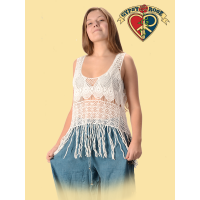 Heart Of Gold Crochet Fringed Sleeveless Top