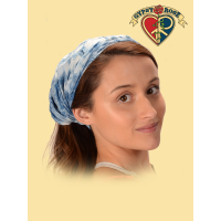 Natural Indigo Tye Dye Rayon Expandable Headband Kerchief