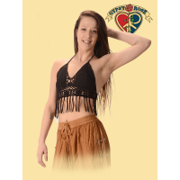 Ring Of Flowers Crochet with Fringe Halter Top