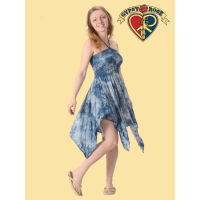 Natural Indigo Tye Dye Rayon Fairy Cut Skirt Dress