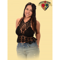 Pretty Petal High Neck Crochet Halter Top